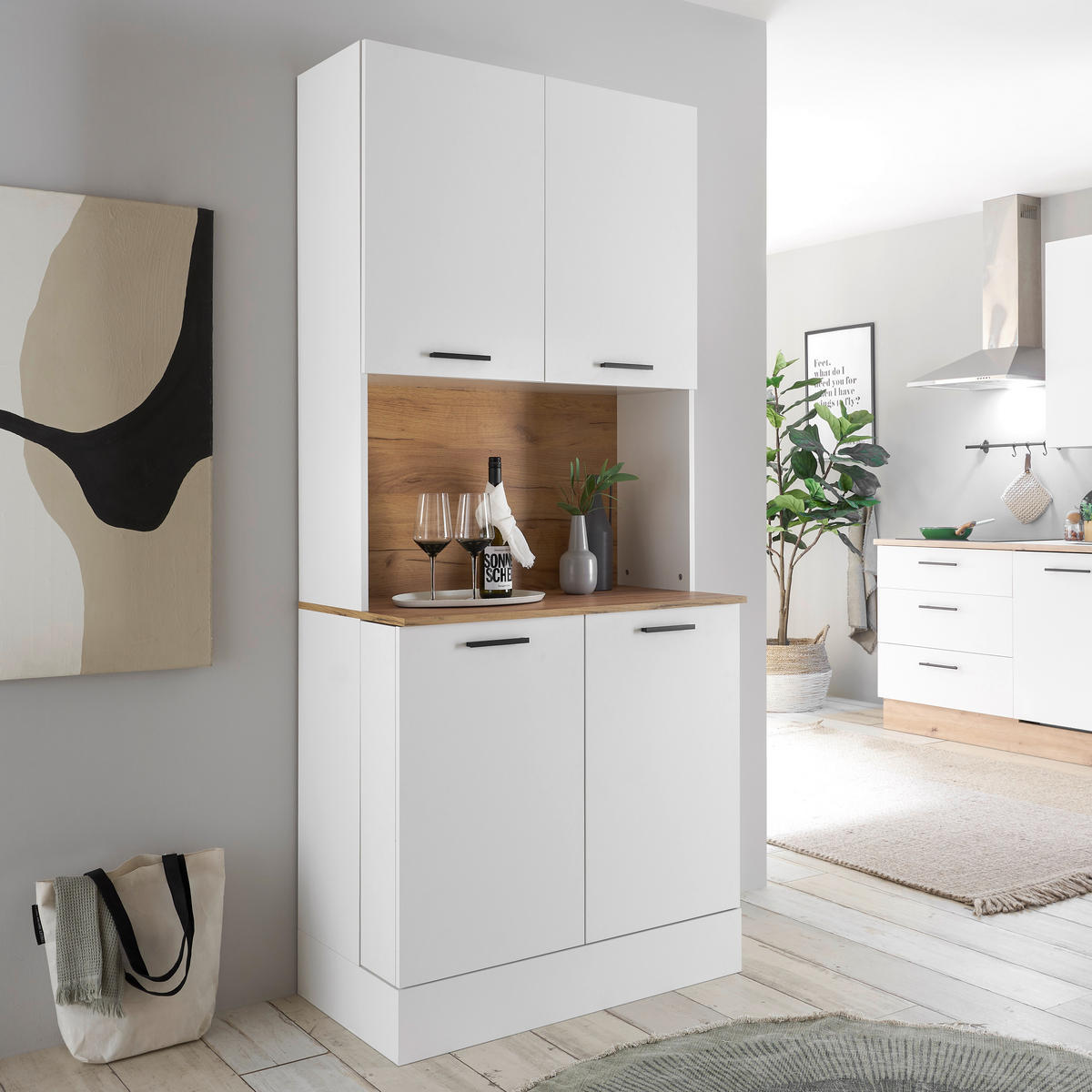 BUFFET 90/210/52 cm  in  - Eichefarben/Schwarz, Trend, Holzwerkstoff/Kunststoff (90/210/52cm)