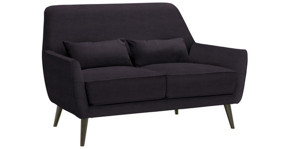 2-SITZER-SOFA in Mikrofaser Dunkelgrau  - Dunkelgrau/Schwarz, Trend, Holz/Textil (135/86/80cm) - Carryhome