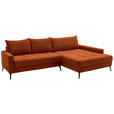 ECKSOFA  in Cord Dunkelorange  280/173 cm  - Dunkelorange/Schwarz, KONVENTIONELL, Textil/Metall (280/173cm) - Hom`in