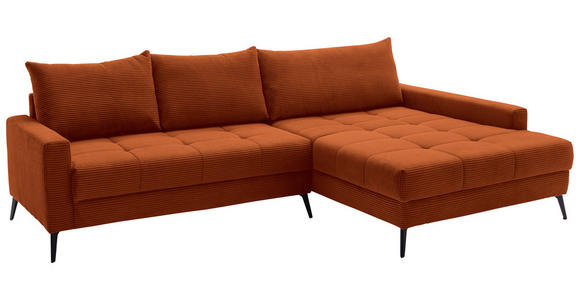 ECKSOFA  in Cord Dunkelorange  280/173 cm  - Dunkelorange/Schwarz, KONVENTIONELL, Textil/Metall (280/173cm) - Hom`in