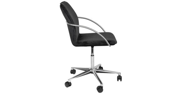 DREHSTUHL  in Samt Schwarz, Edelstahlfarben  - Chromfarben/Edelstahlfarben, Design, Kunststoff/Textil (56,5/82-94/60cm) - Novel