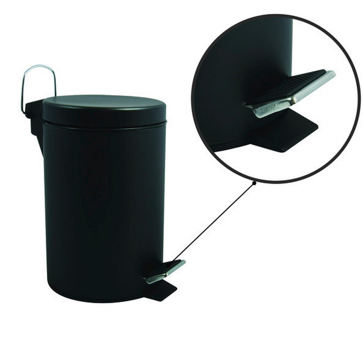 TRETEIMER 3 l  Metall  - Schwarz, Basics, Kunststoff/Metall (17/25cm) - Spirella