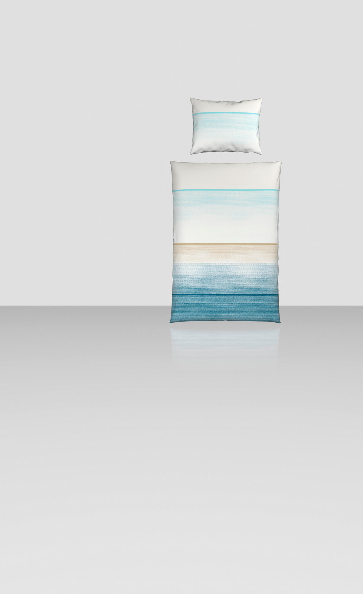 POSTELJINA TANJA 140/200 cm saten plava, bela, bež  - bela/bež, Konvencionalno, tekstil (140/200cm) - Novel