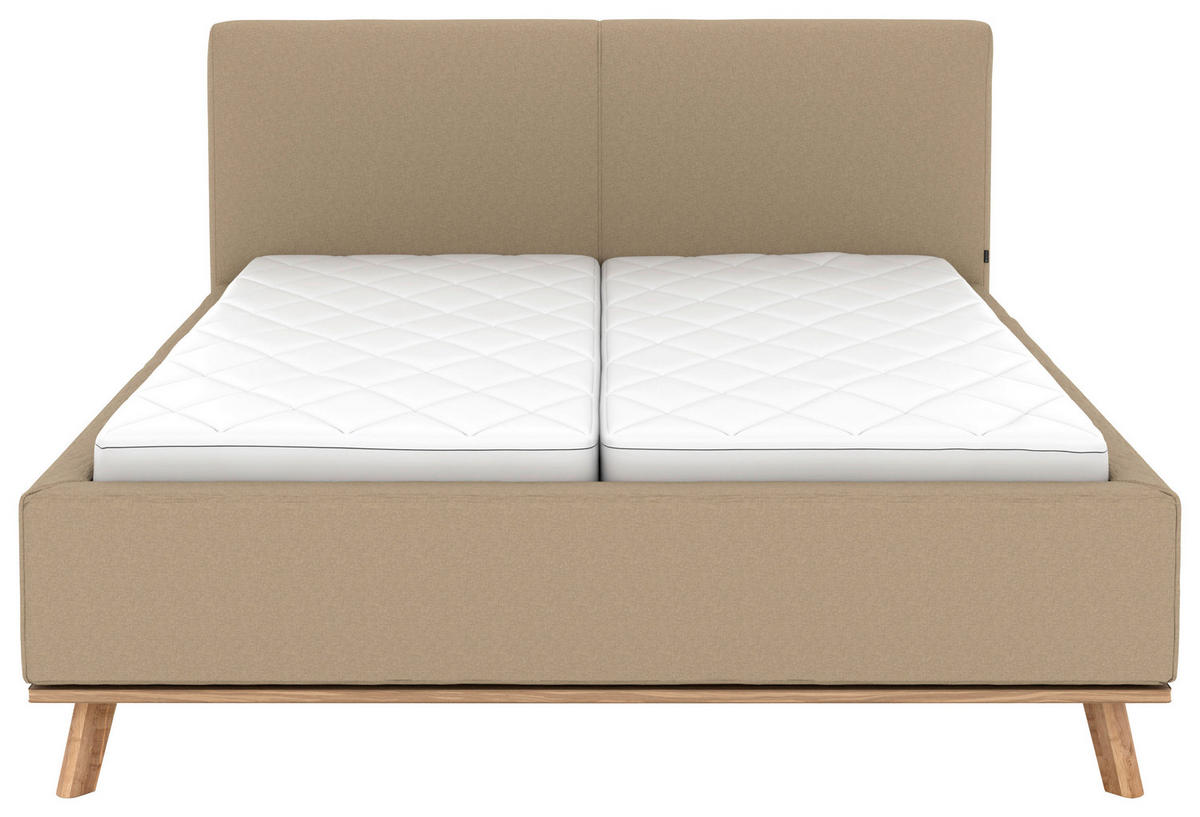 POLSTERBETT Matratze, Lattenrost, Bettkasten 160/200 cm  in Beige  - Eichefarben/Beige, Design, Holz/Textil (160/200cm) - Musterring