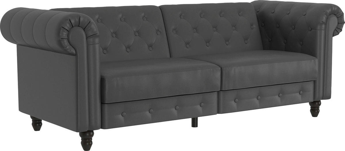 SCHLAFSOFA FIRENZE in Lederlook Grau Vintage, Skandinavisch, Modern  - Schwarz/Grau, Basics, Holz/Textil (236/83/87cm) - Livetastic