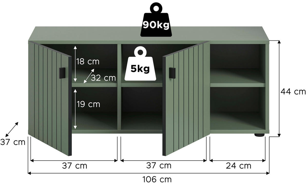 SITZBANK 106/43/37 cm Graugrün  - Schwarz/Graugrün, Design, Metall (106/43/37cm) - MID.YOU