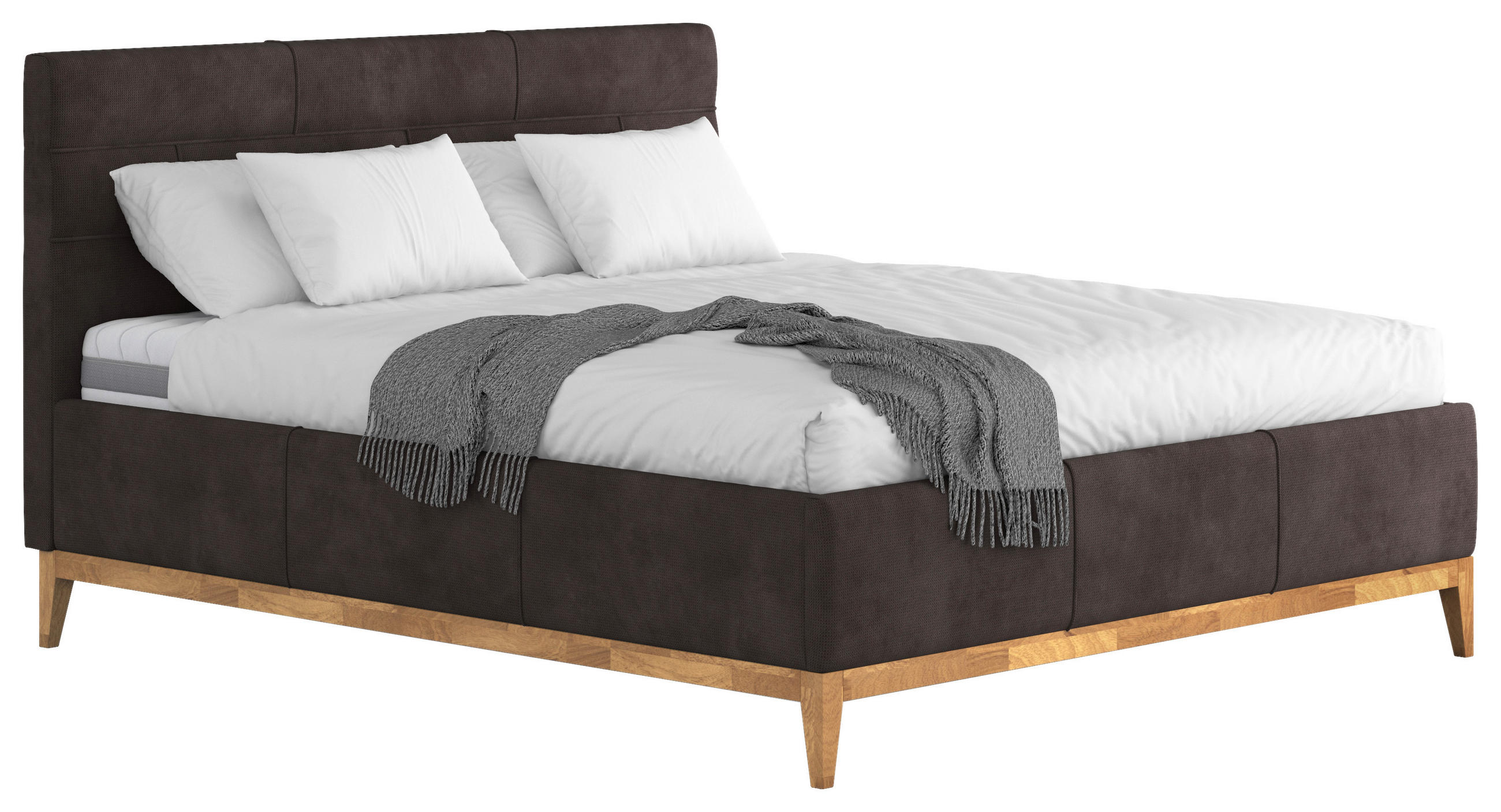 POLSTERBETT Lattenrost, Bettkasten, Matratzen Dunkelbraun 160/200 cm  - Eichefarben/Anthrazit, MODERN, Holz/Holzwerkstoff (160/200cm) - MID.YOU