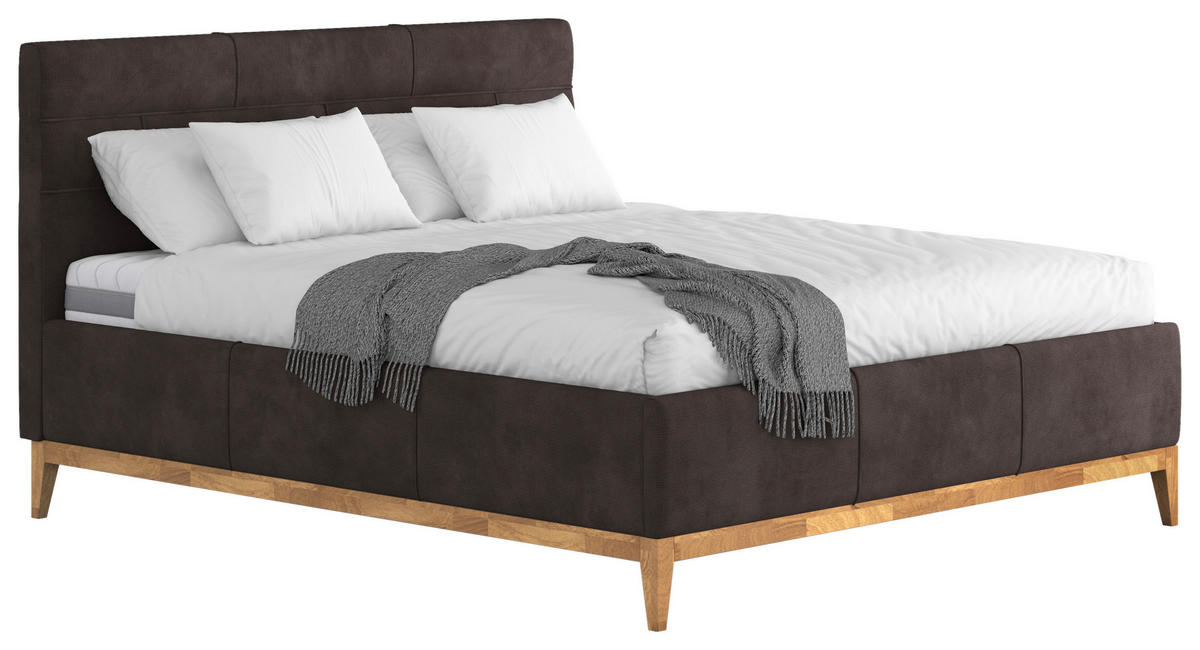 POLSTERBETT 160/200 cm  in Dunkelbraun  - Weiss/Eichefarben, Modern, Holz/Holzwerkstoff (160/200cm) - MID.YOU