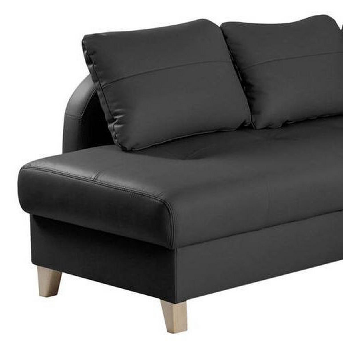 ECKSOFA Schwarz Echtleder Lederlook  - Buchefarben/Schwarz, Design, Leder/Holz (168/227cm) - Livetastic