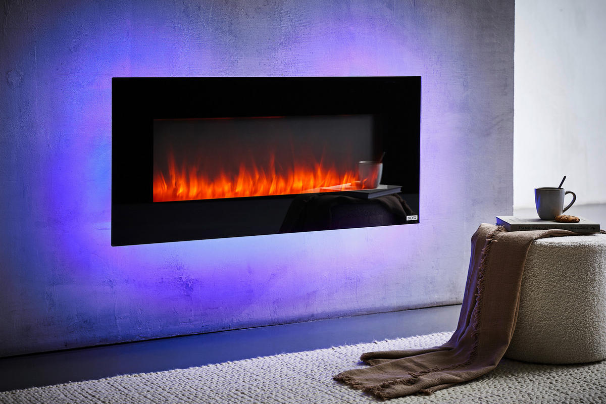 KAMIN ELEKTRIČNI - crna, Design, staklo/metal (107/50,8/12cm) - Xora