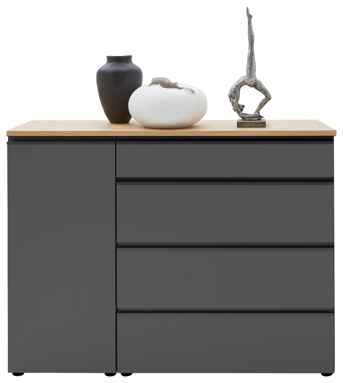 SIDEBOARD  in 135/102/41 cm  - Eichefarben/Schwarz, Design, Holz/Holzwerkstoff (135/102/41cm) - Dieter Knoll