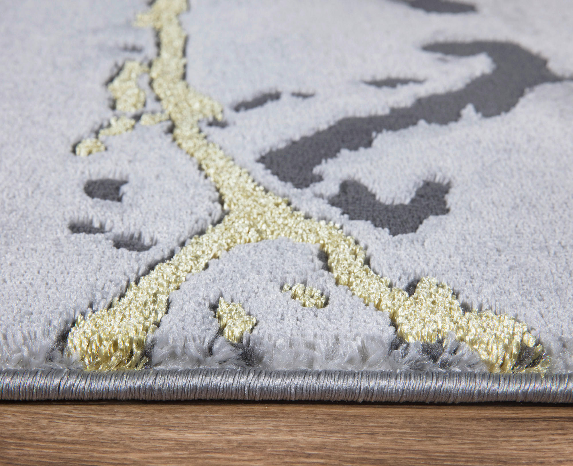 Thumbnail - Novel Läufer Saphira, Gold, Dunkelgrau, Textil, Marmoroptik, rechteckig, 80x300 cm, Teppiche & Böden, Teppiche, Moderne ...