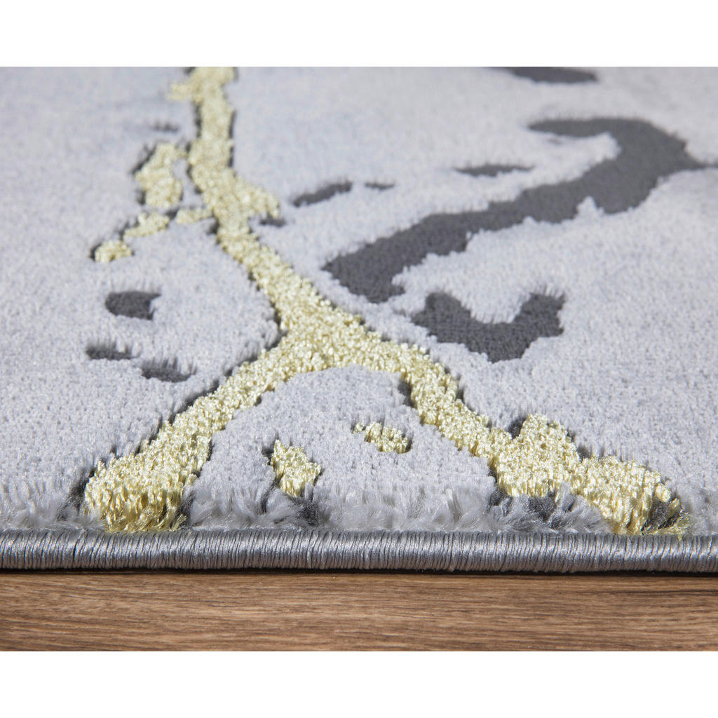 Thumbnail - Novel Webteppich Saphira, Gold, Dunkelgrau, Textil, Marmoroptik, rechteckig, 120x170 cm, Teppiche & Böden, Teppiche, Mod...