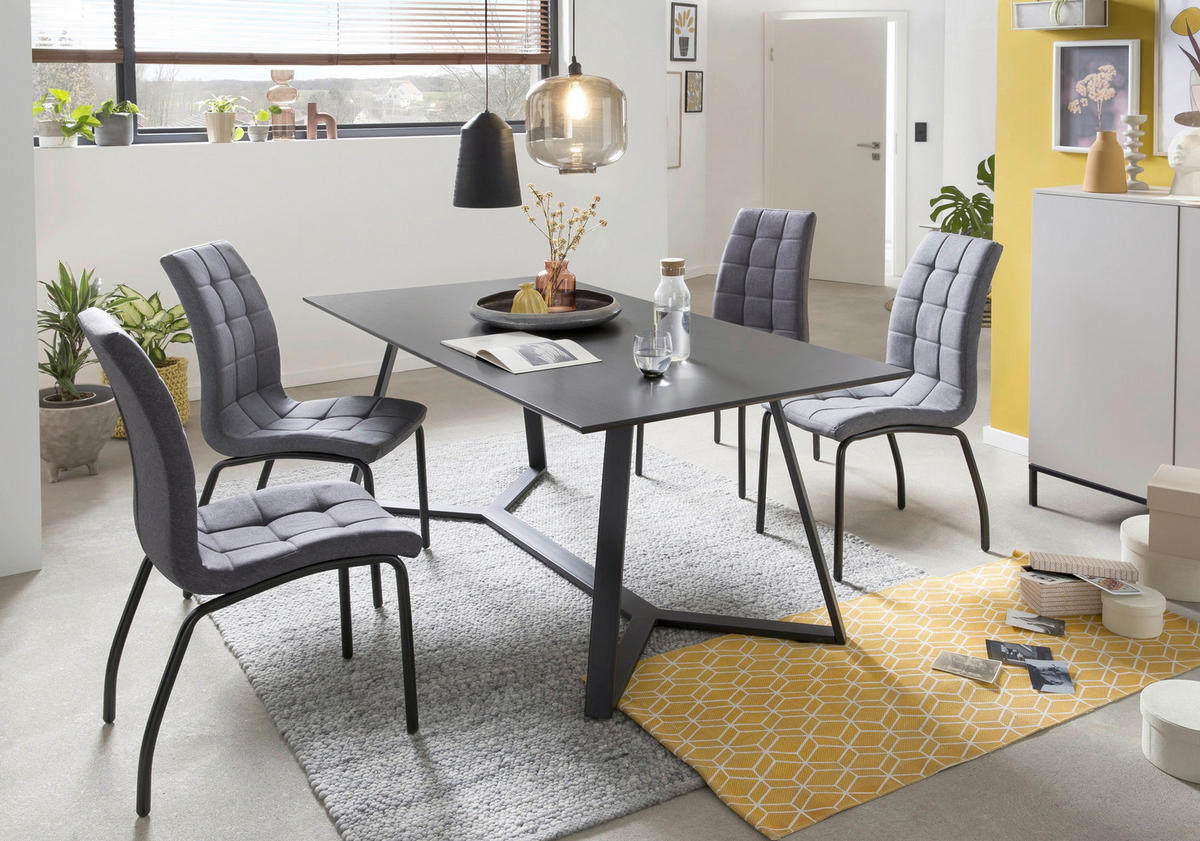 STUHL-SET 2 Stück  in Textil  - Dunkelgrau/Schwarz, Design, Textil/Metall (42/103/58,5cm) - Livetastic