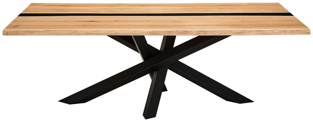 ESSTISCH in Holz 220/100/76 cm  - Wildeiche/Schwarz, Design, Holz/Metall (220/100/76cm) - Johann Jakob