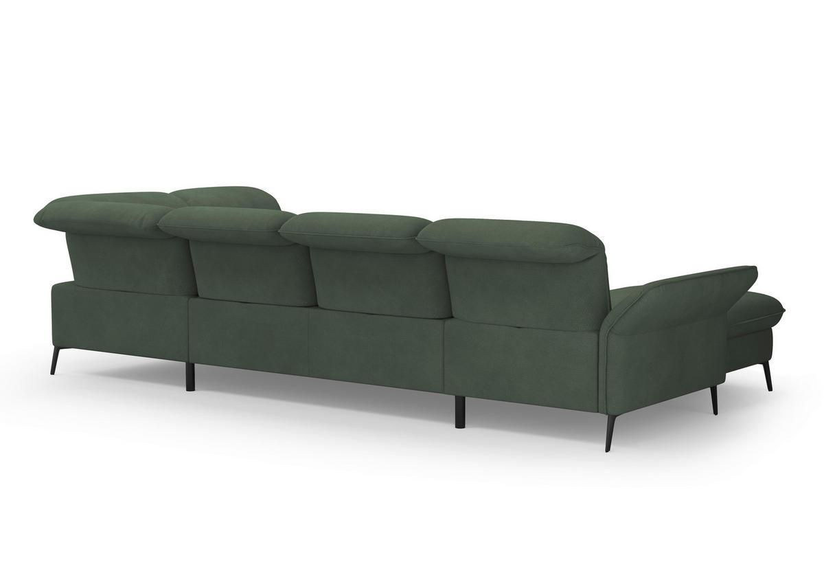 WOHNLANDSCHAFT in Flachgewebe Grün  - Schwarz/Grün, Konventionell, Textil/Metall (198/359/231cm) - Sit & More