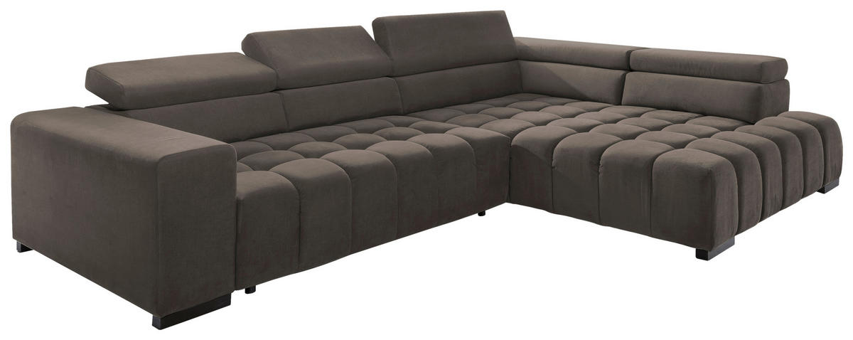 ECKSCHLAFSOFA in Braun Textil   - Schwarz/Braun, Design, Holz/Textil (307/201cm) - Livetastic