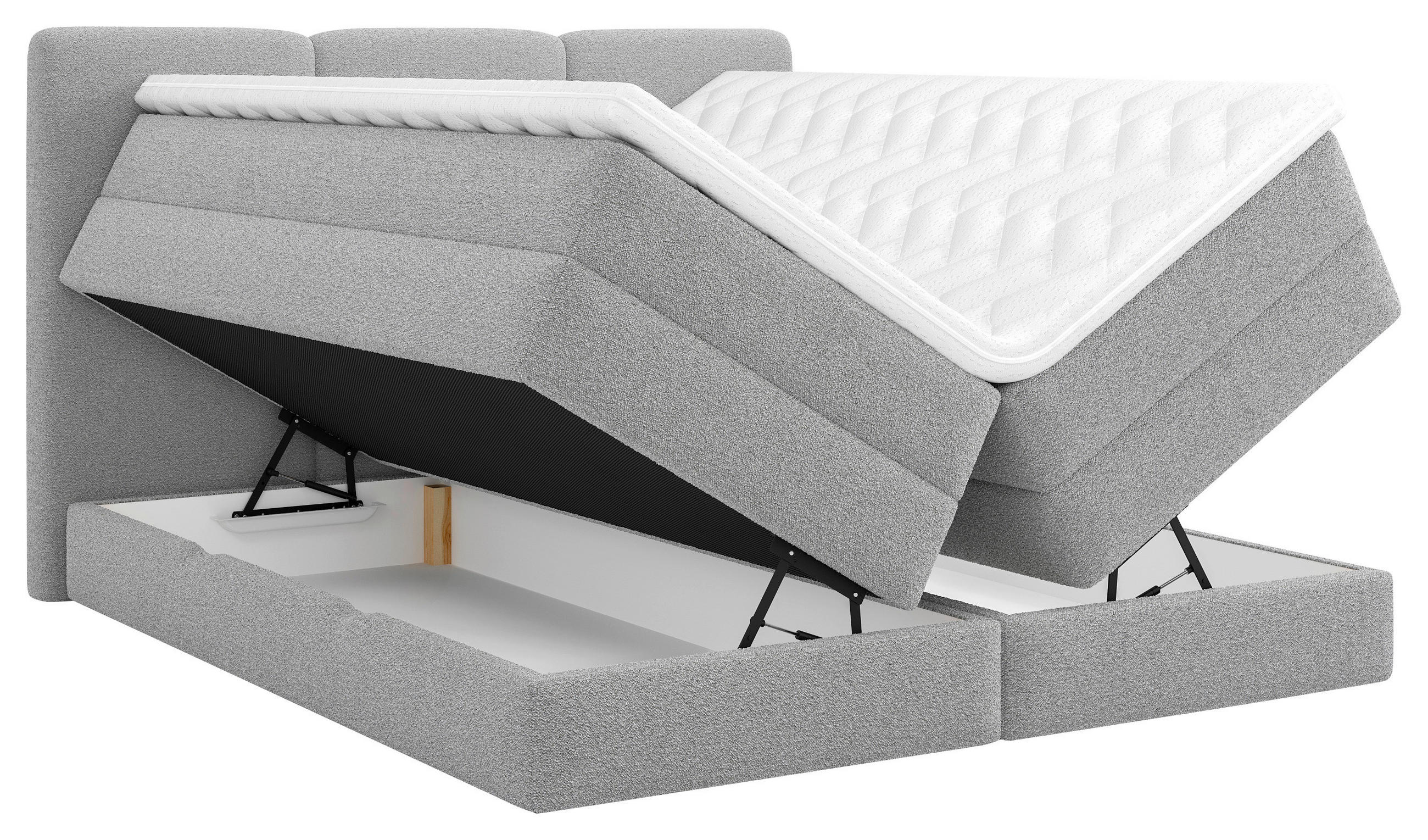 BOXSPRINGBETT 180/200 cm  in Grau  - Schwarz/Grau, MODERN, Holz/Holzwerkstoff (180/200cm) - MID.YOU