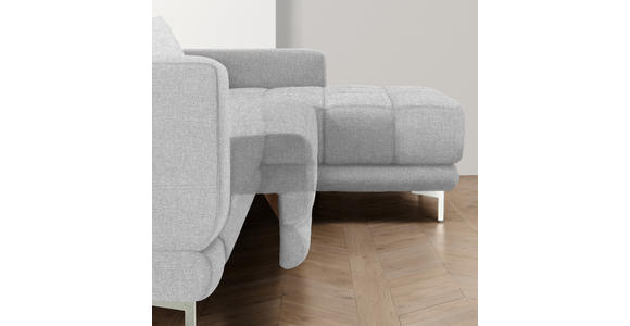 ECKSOFA in Webstoff Hellgrau  260/187 cm  - Chromfarben/Hellgrau, Design, Textil/Metall (260/187cm) - Xora