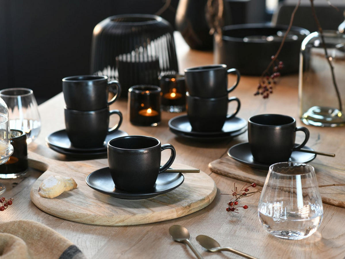 SET MED KOPPAR Soft Touch Black 12 delar  - Basics, keramik - Creatable