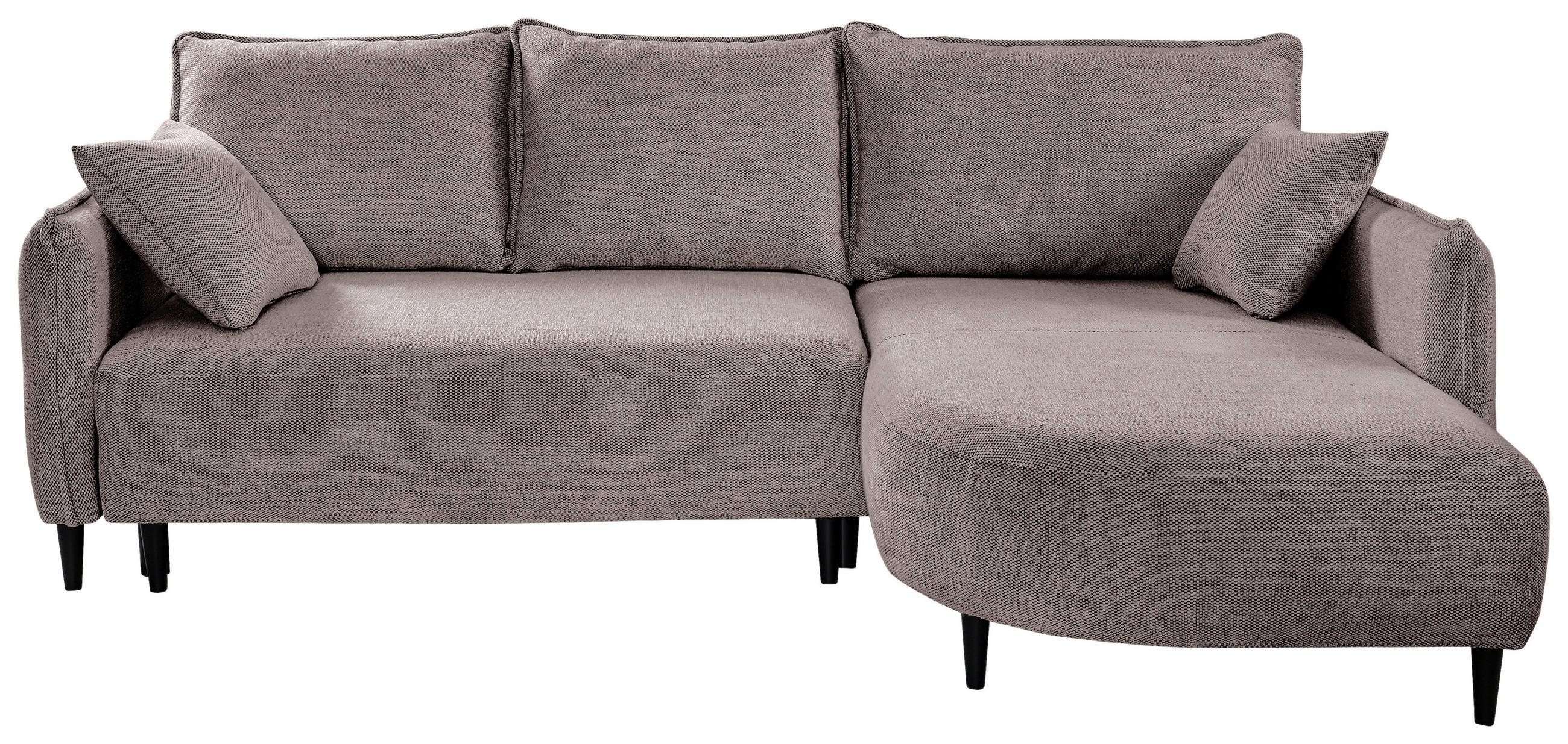 ECKSOFA Taupe Struktur  - Taupe/Schwarz, Design, Holz/Textil (244/165cm) - MID.YOU