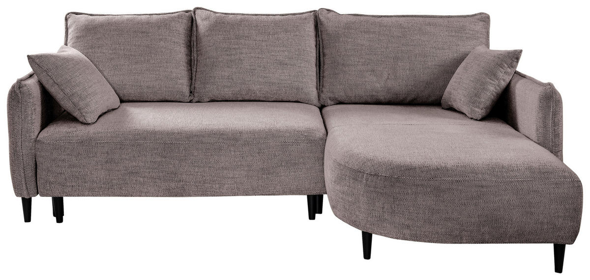 ECKSOFA in Struktur Taupe  - Taupe/Schwarz, Design, Holz/Textil (244/165cm) - MID.YOU