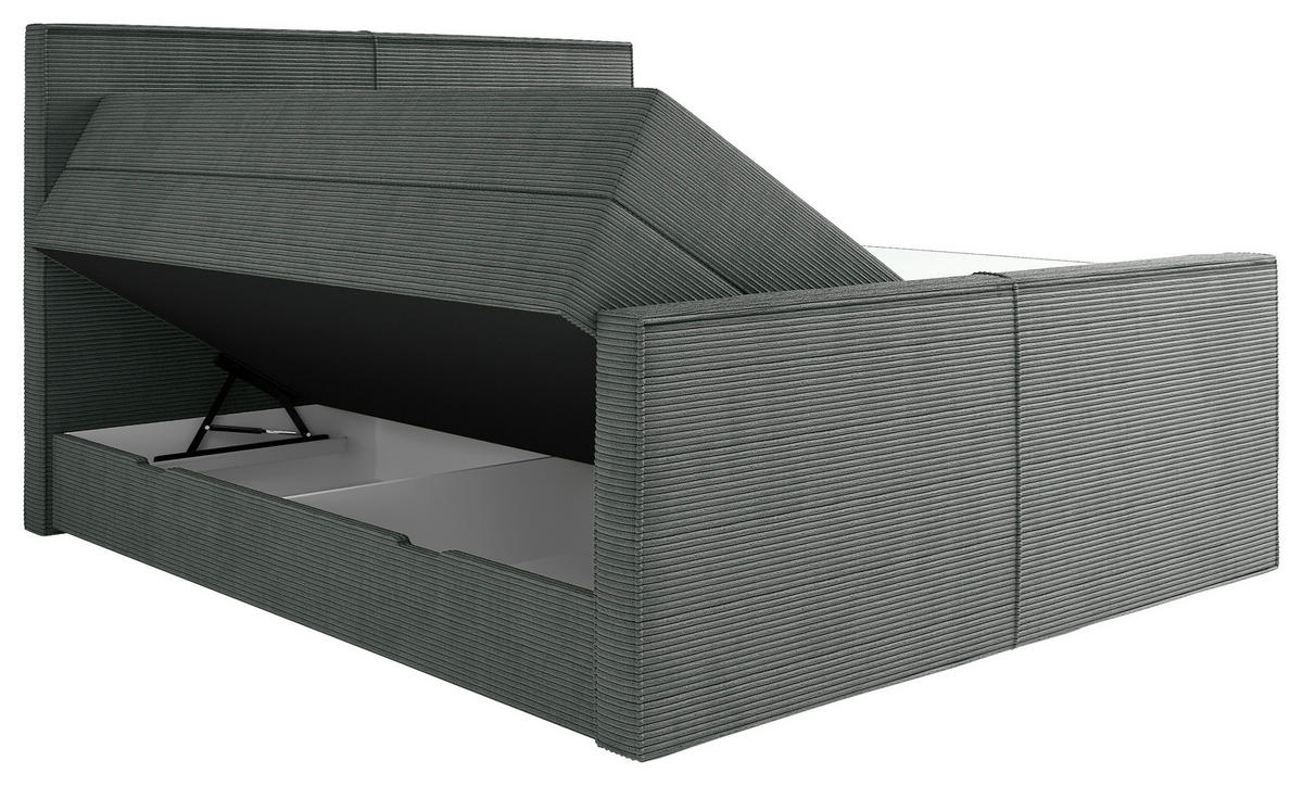 BOXSPRINGBETT 180/200 cm  in Grau  - Grau, MODERN, Textil (180/200cm) - Livetastic