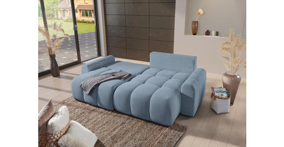 ECKSOFA Blau Flachgewebe  - Blau/Schwarz, KONVENTIONELL, Kunststoff/Textil (256/157cm) - Carryhome