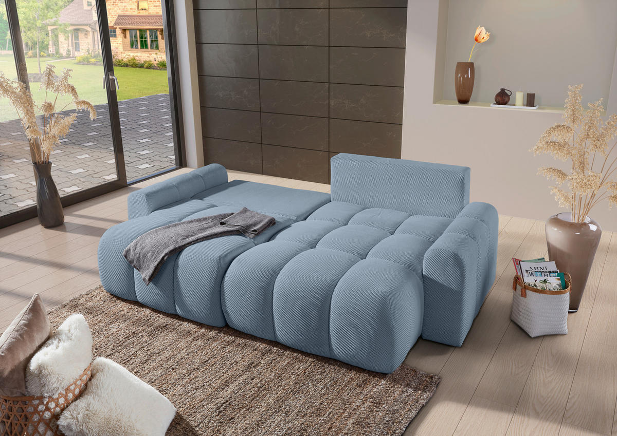 HÖRNSOFFA i flatväv blå  - blå/svart, Klassisk, textil/plast (256/157cm) - Livetastic