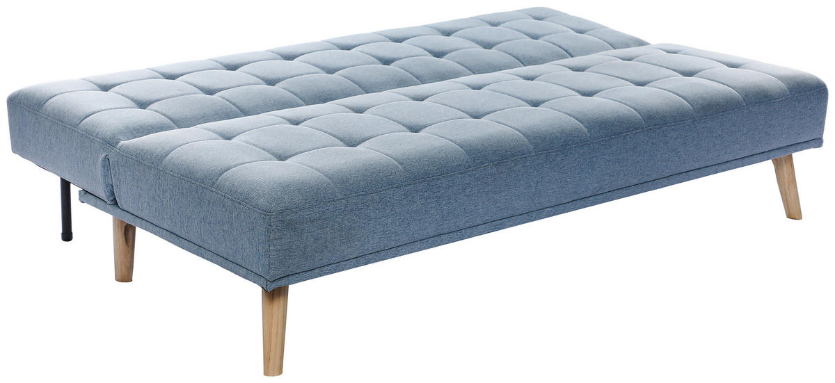 SCHLAFSOFA Leinenoptik Hellblau  - Schwarz/Naturfarben, Design, Holz/Kunststoff (179/81/85cm) - P & B