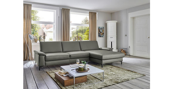 ECKSOFA in Echtleder Grau  - Schwarz/Grau, Design, Leder/Metall (334/176cm) - Dieter Knoll