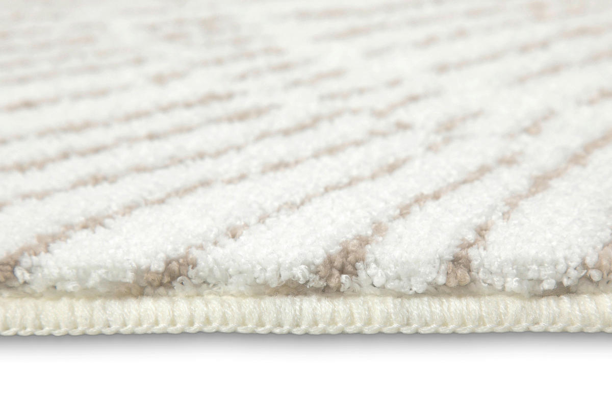 BADTEPPICH Weiß, Beige 55/65 cm  - Beige/Weiß, Basics, Kunststoff/Textil (55/65cm) - WECON HOME