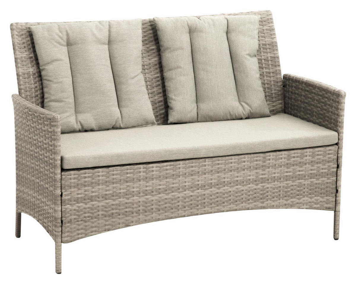 LOUNGEGARNITUR 11-teilig   140/68/80 cm Stahl  - Beige/Grau, MODERN, Kunststoff/Textil (140/68/80cm) - Gardenson