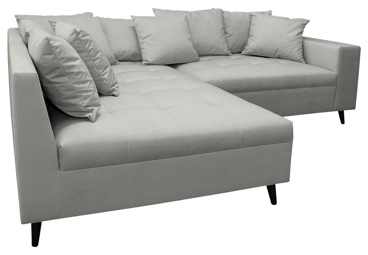 Ecksofa inkl. Hocker in Mikrofaser Grau  - Schwarz/Grau, Design, Holz/Textil (174/247cm) - MID.YOU