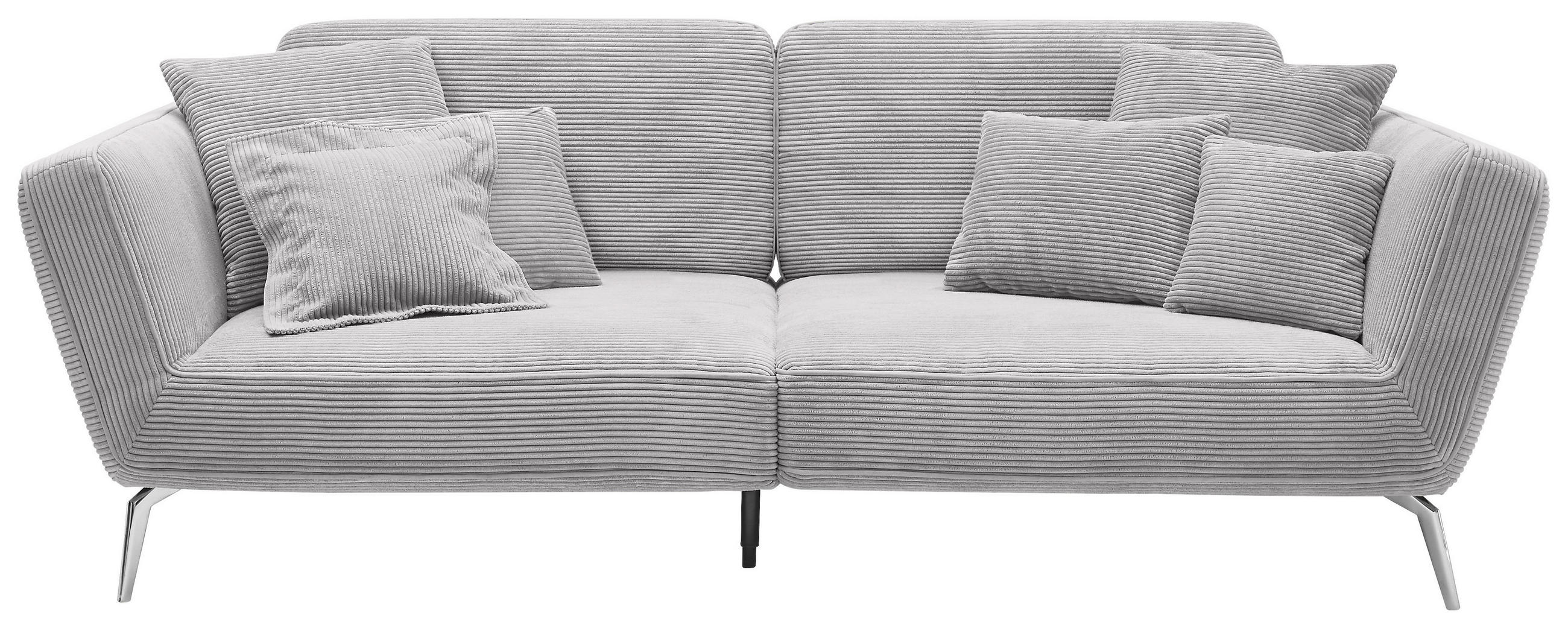 3-SITZER-SOFA Cord Hellgrau  - Chromfarben/Hellgrau, KONVENTIONELL, Kunststoff/Textil (260/90/125cm) - SetOne by Musterring