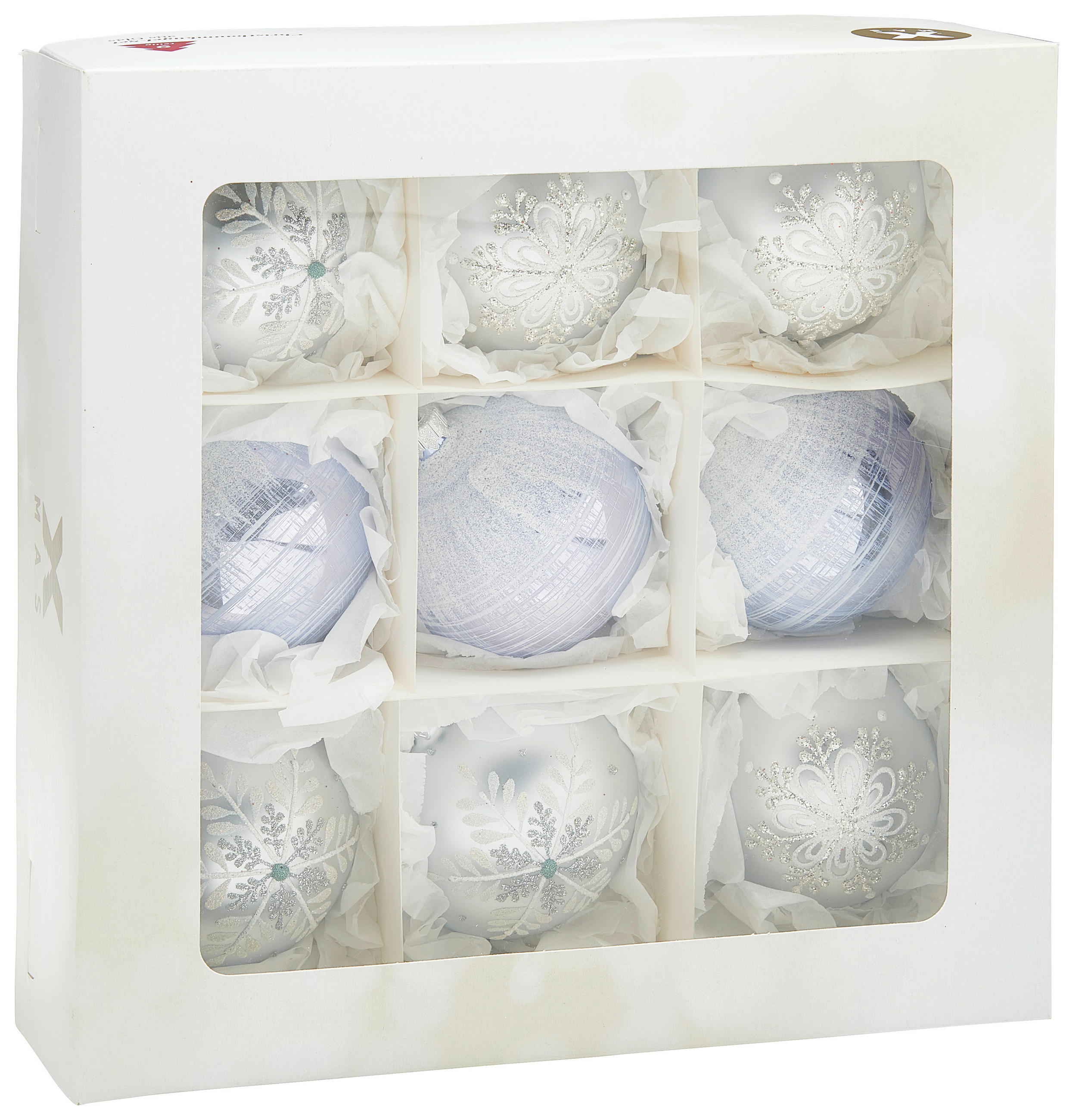 CHRISTBAUMKUGEL-SET 8 cm 9-teilig  - Hellblau, LIFESTYLE, Glas/Metall (8cm) - X-Mas