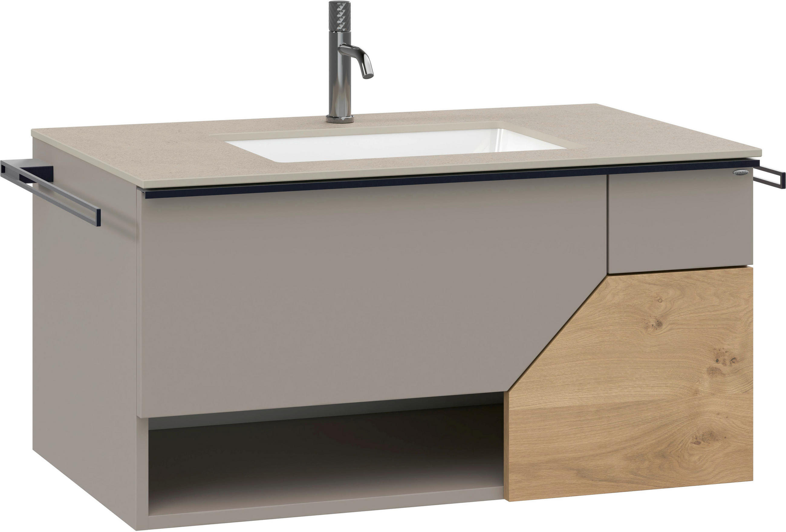 WASCHTISCHKOMBI 96 cm  - Eichefarben/Schwarz, LIFESTYLE, Holz/Keramik (96cm) - Voglauer