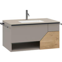 WASCHTISCHKOMBI 96 cm  - Eichefarben/Schwarz, LIFESTYLE, Holz/Keramik (96cm) - Voglauer
