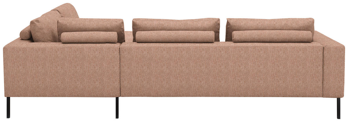 ECKSOFA  in Flachgewebe Aprikose  308/270 cm  - Aprikose/Schwarz, Design, Textil/Metall (308/270cm) - Pure Home Lifestyle