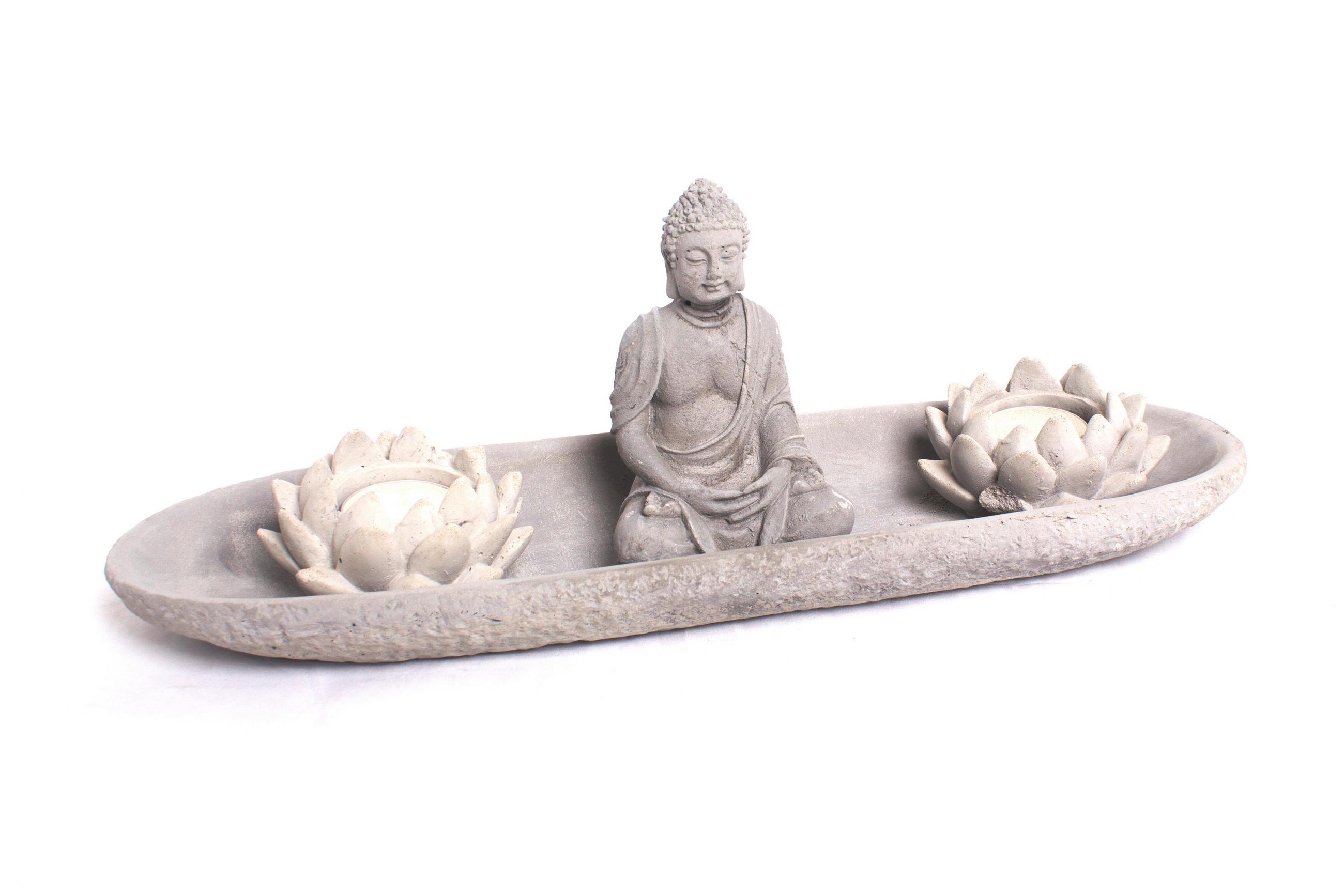 STOJAN NA SVÍČKY - SADA  kámen, přírodní materiály - šedá, Basics, kámen/přírodní materiály (11,2/39,2/7,5cm)