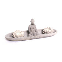 SADA STOJANOV NA SVIEČKY  kameň, prírodné materiály - sivá, Basics, kameň/prírodné materiály (11,2/39,2/7,5cm)