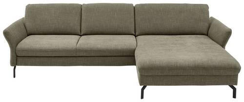 ECKSOFA in Velours Olivgrün  - Schwarz/Olivgrün, Design, Textil/Metall (306/179cm) - Beldomo System