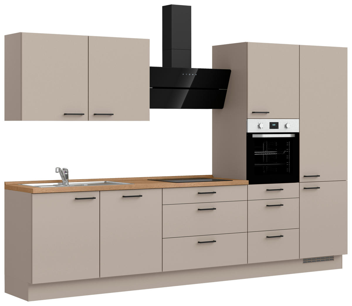 KÜCHENBLOCK Easytouch 330 cm  in Eichefarben, Sandfarben  - Sandfarben/Eichefarben, MODERN, Holzwerkstoff/Metall (330cm) - Nobilia
