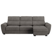 ECKSOFA in Mikrofaser Graubraun  - Graubraun/Schwarz, Konventionell, Kunststoff/Textil (285/177cm) - MID.YOU