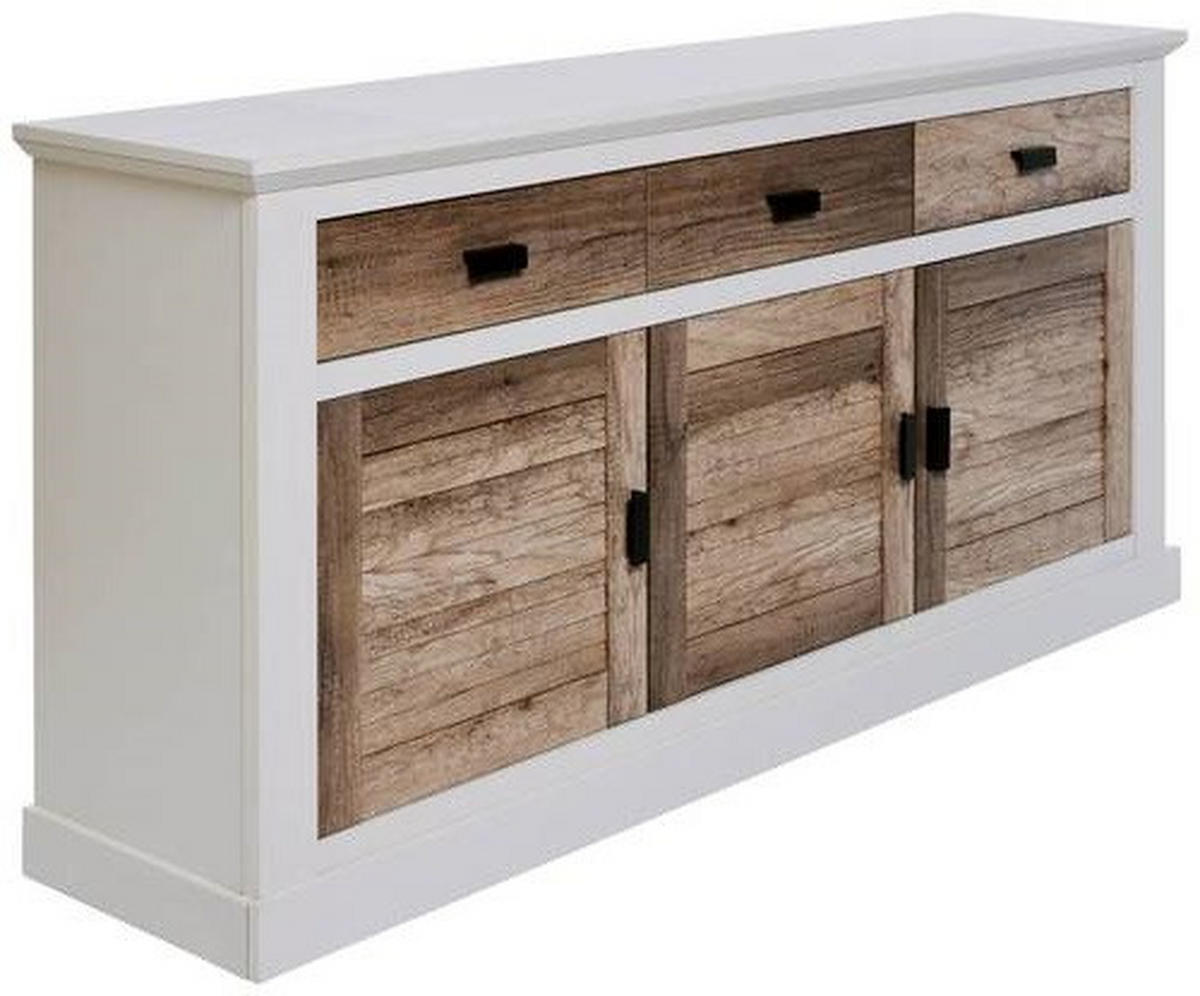 SIDEBOARD Hampton  in 158/81,3/40 cm  - Eichefarben/Schwarz, KONVENTIONELL, Holzwerkstoff/Metall (158/81,3/40cm)