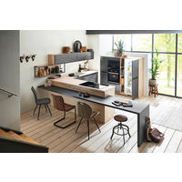 EINBAUKÜCHE   - Eichefarben/Schwarz, Design, Holzwerkstoff - Celina