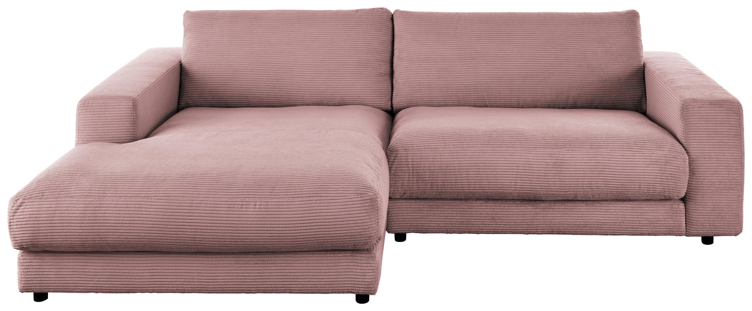 ECKSOFA in Cord Rosa  - Schwarz/Rosa, Design, Kunststoff/Textil (190/270cm) - Lomoco