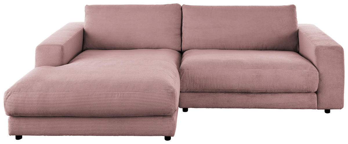 ECKSOFA in Cord Rosa  - Schwarz/Rosa, Design, Kunststoff/Textil (190/270cm) - Lomoco