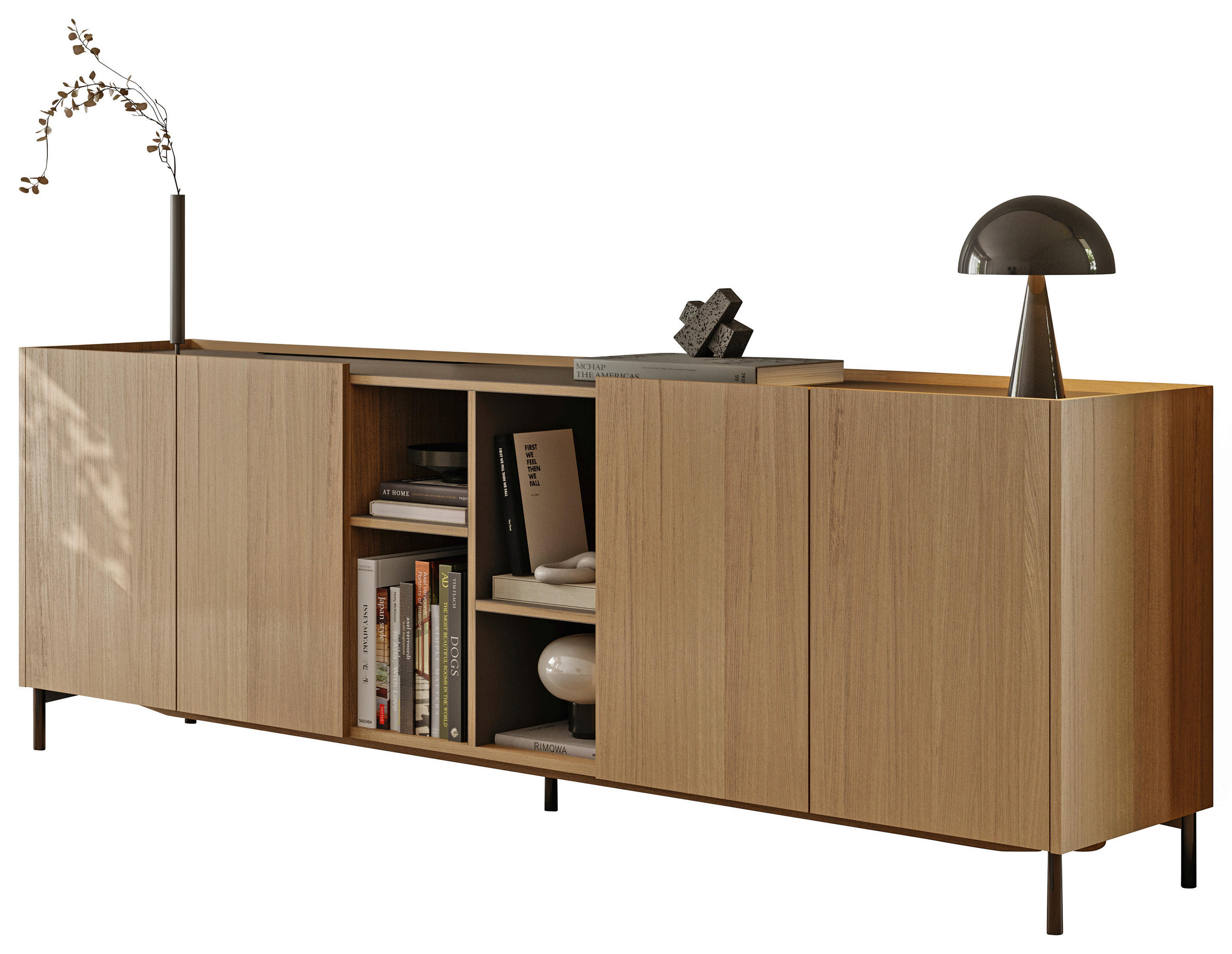 SIDEBOARD Braun, Eichefarben  243,8/81,9/47,5 cm  - Eichefarben/Schwarz, Natur, Naturmaterialien/Holz (243,8/81,9/47,5cm) - Walden
