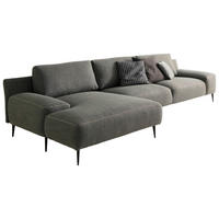 ECKSOFA in Flachgewebe Grau  - Beige/Schwarz, Design, Textil/Metall (162/344cm) - Designwerk
